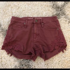 High rise maroon shorts, size 0